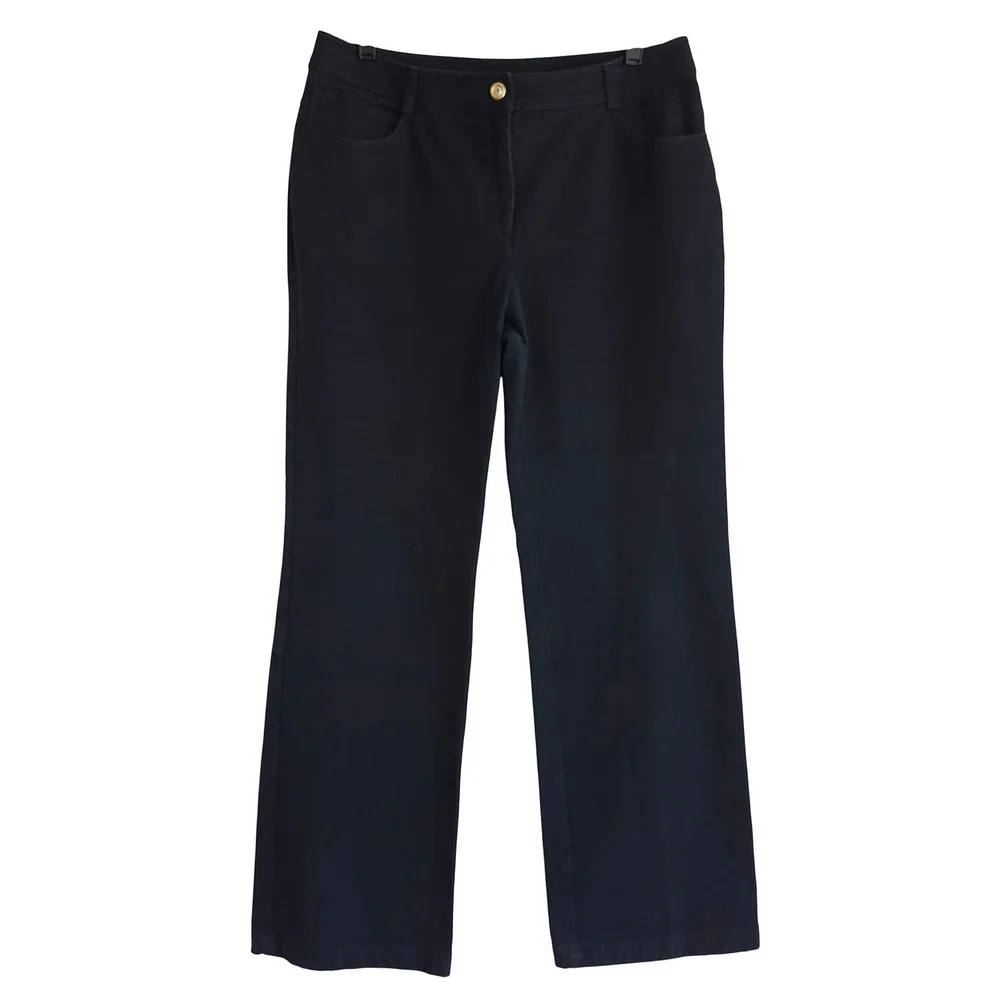 St. John Collection Luxury Wide Leg Jeans Women's Size 10 Black Mid Rise EUC - Picture 2 of 8